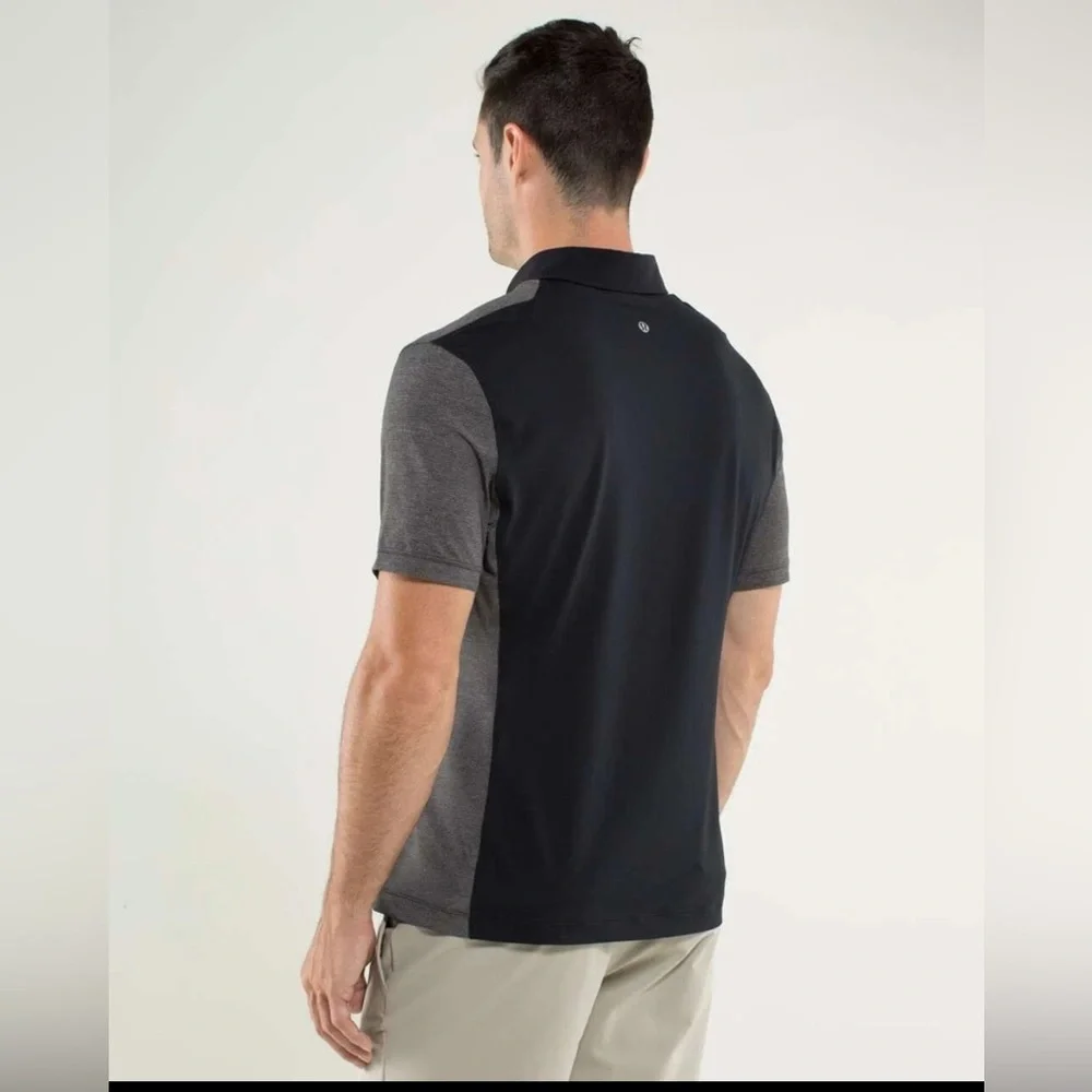 Lululemon Mens Performance Polo Shirt Gray Black Lightweight - Picture 3 of 9